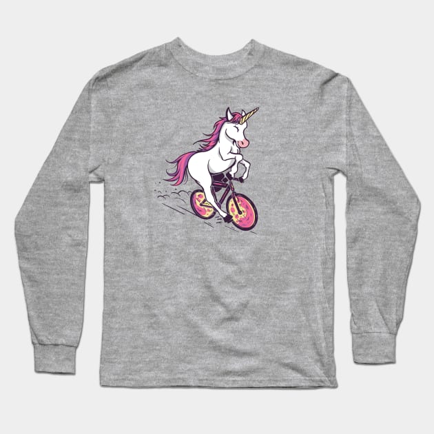 Uni Cycling | Cartoon Unicorn on a Bicycle Long Sleeve T-Shirt by SLAG_Creative